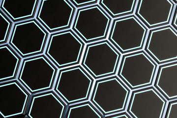 3d rendering, dark hexagonal background, sci-fi background