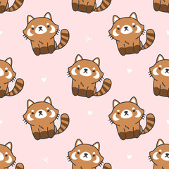 Cute red panda Seamless Pattern Background