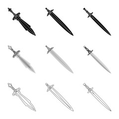 Isolated object of game  and armor  icon. Collection of game  and blade  vector icon for stock.