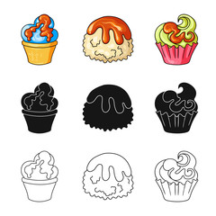 Vector design of confectionery and culinary symbol. Set of confectionery and product stock symbol for web.