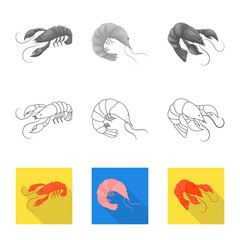 Vector illustration of appetizer and ocean icon. Set of appetizer and delicacy stock symbol for web.