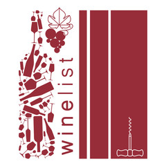 Wine background with bottle and grape. Design element in modern style for tasting, menu, wine list, restaurant, winery, shop.