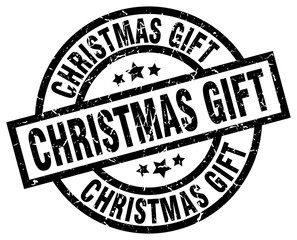 christmas gift round grunge black stamp
