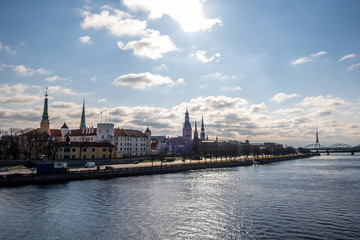 Fototapeta na wymiar Skyline of Riga, Latvia during a summers day 