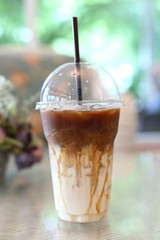 cold iced coffee drink in cafe