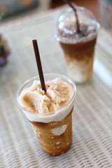 cold iced coffee drink in cafe