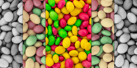 vertical set of candy set bright contrast gray monochrome pink dragee yellow green base