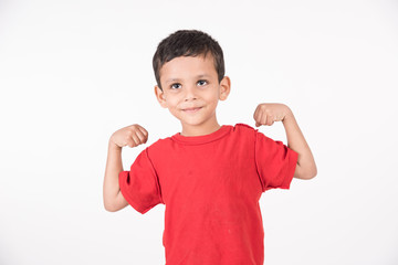 Arab child standing on white background