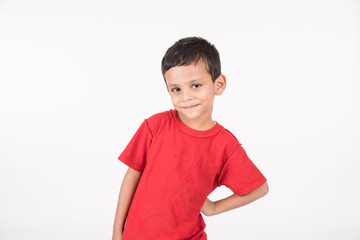 Arab child standing on white background