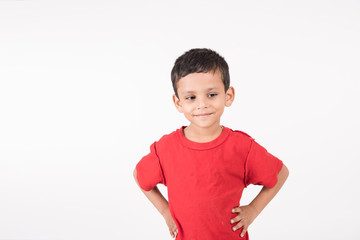 Arab child standing on white background