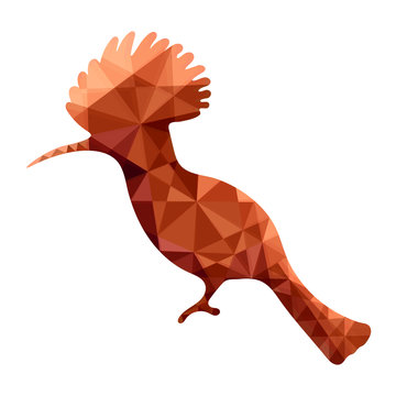 recommend clip art: Vector illustration of contour bird hoopoe in low poly orange