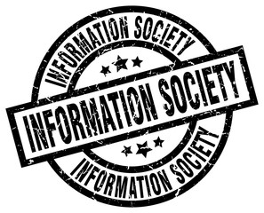 information society round grunge black stamp