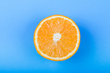 orange slice on blue background
