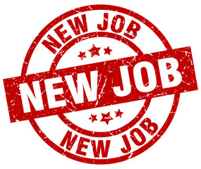 new job round red grunge stamp