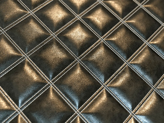 Leather square stitched black texture or background