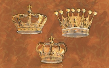 Meeting mysterious times, the metal of gold or brass on the concrete wall with the engraving of the artist.