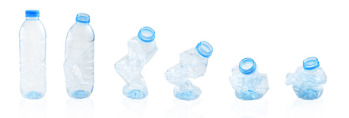 Set of Plastic bottles object isolated on black background