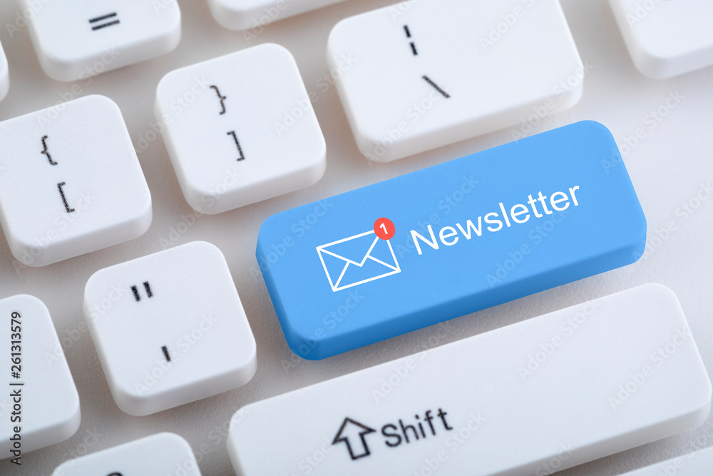 Fototapete Computer keyboard with newsletter button