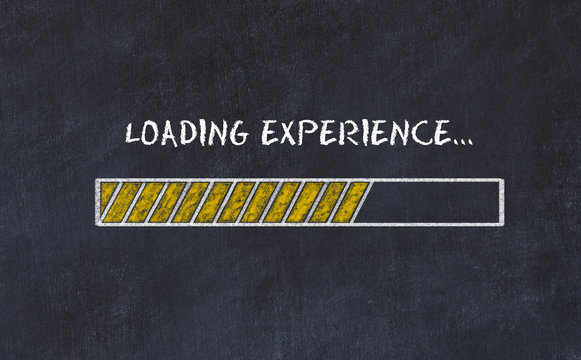 Chalk board sketch with progress bar and inscription loading experience