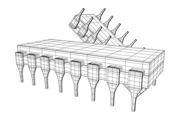 Microchip quantum processor, micro-processor with board electronic CPU wireframe low poly mesh vector illustration © newb1