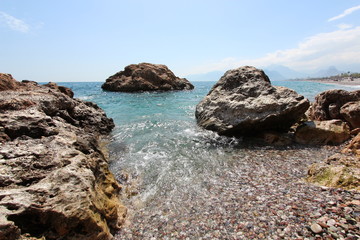 Fototapeta na wymiar photo sea stones background summer vacation trip