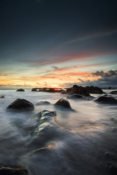 Sunset at Sukabumi beach, West Java, Indonesia