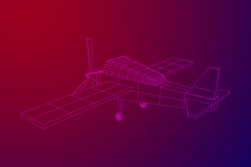 Plane Abstract polygonal wireframe airplane. Travel aircraft, tourism and vacation concept. Wireframe low poly mesh vector illustration