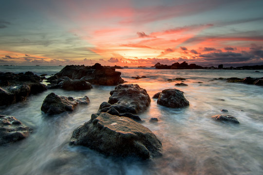 Sunset at sukabumi beach, West Java, Indonesia