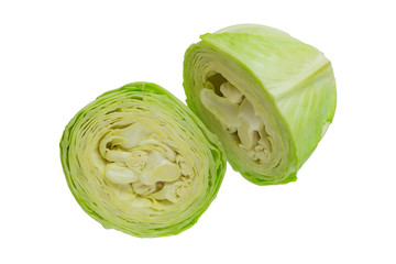 Fototapeta premium Green young fresh cabbage isolated on white background
