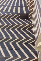 Wooden bridge in the park and Railing hard Shadows for background