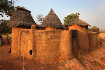 Betammaribe house with granery, Benin - obrazy, fototapety, plakaty