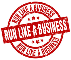 run like a business round red grunge stamp