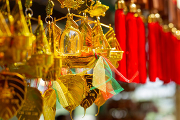key chains souvenirs on the street market of thailand