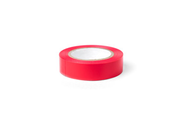 Red electrical tape isolated on white background. 