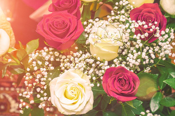 Bouquet of red and white roses