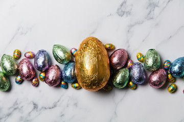 Easter egg chocolate treats wrapped in shiny coloured foil