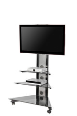 Plasma (LED) TV on a stand isolated on a white background.