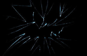 Obraz premium Broken glass texture and background, isolated on black, cracked window effect, clipping path 