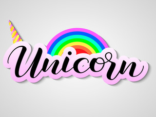 Unicorn lettering. Vector illustration