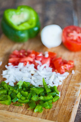 green pepper, onions, tomatoes, chopped