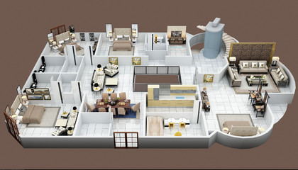 3d render of floor plan © murattellioglu