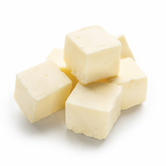 Cubes of butter on white