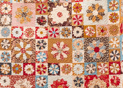 Retro style handmade patchwork blanket