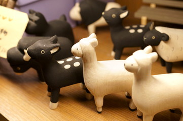 Wood carving animals sheep object