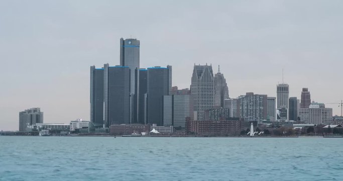 GM Renaissance Center across the Detroit River