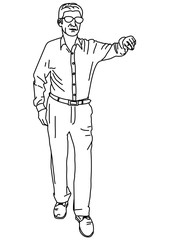 Businessman concept illustration. Isolated on the white background. Vector illustration monochrome, drawing by lines