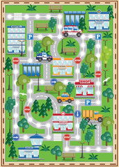 City. Board game. Side view. Vector illustration.