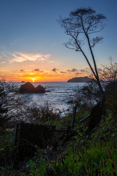 Rocky Beach Landscape at Sunset, Trinidad, California