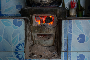 Charcoal stove for cooking, Laos