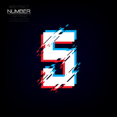 Modern number five template, abstract of character vector
